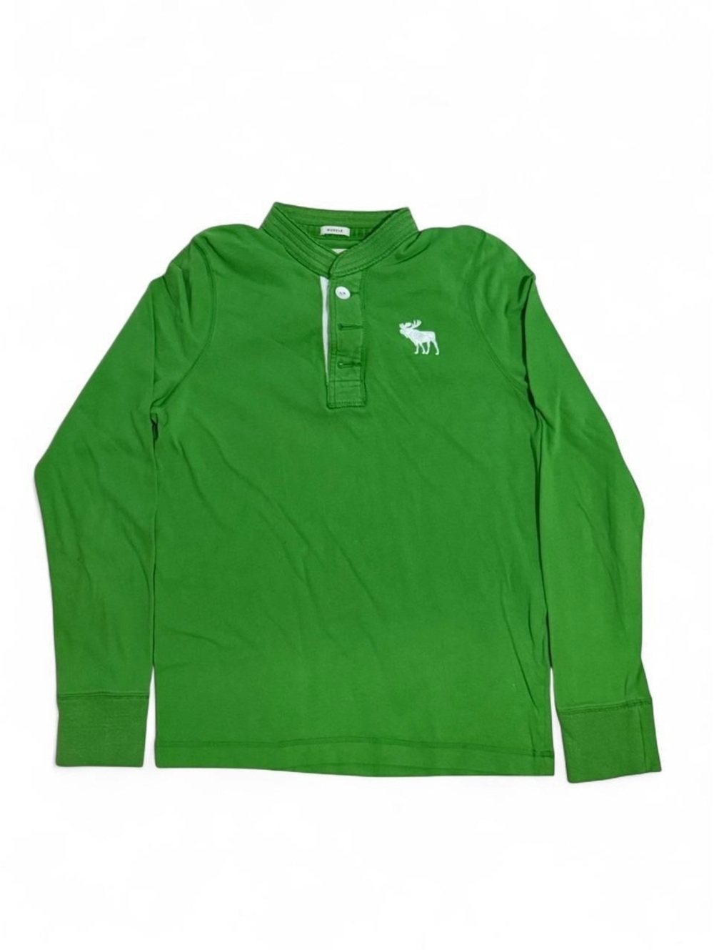 Abercrombie & Fitch Men's Green Long Sleeve Muscle Polo Shirt Medium